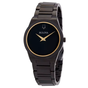 bulova quartz black dial 98a313