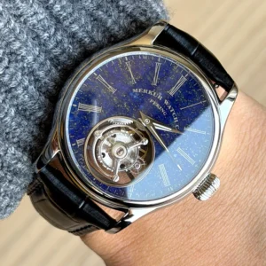 merkur 100% tourbillon watch men's natural stone dial malachite sapphire watch for men mechanical wristwatches relogio masculino