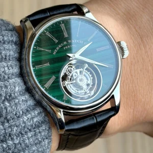 merkur 100% tourbillon watch men's natural stone dial malachite sapphire watch for men mechanical wristwatches relogio masculino