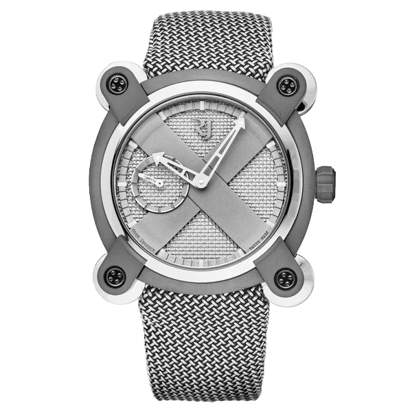 romain jerome mens rjmauin02003 moon invader grey dial fabric strap titanium swiss automatic watch