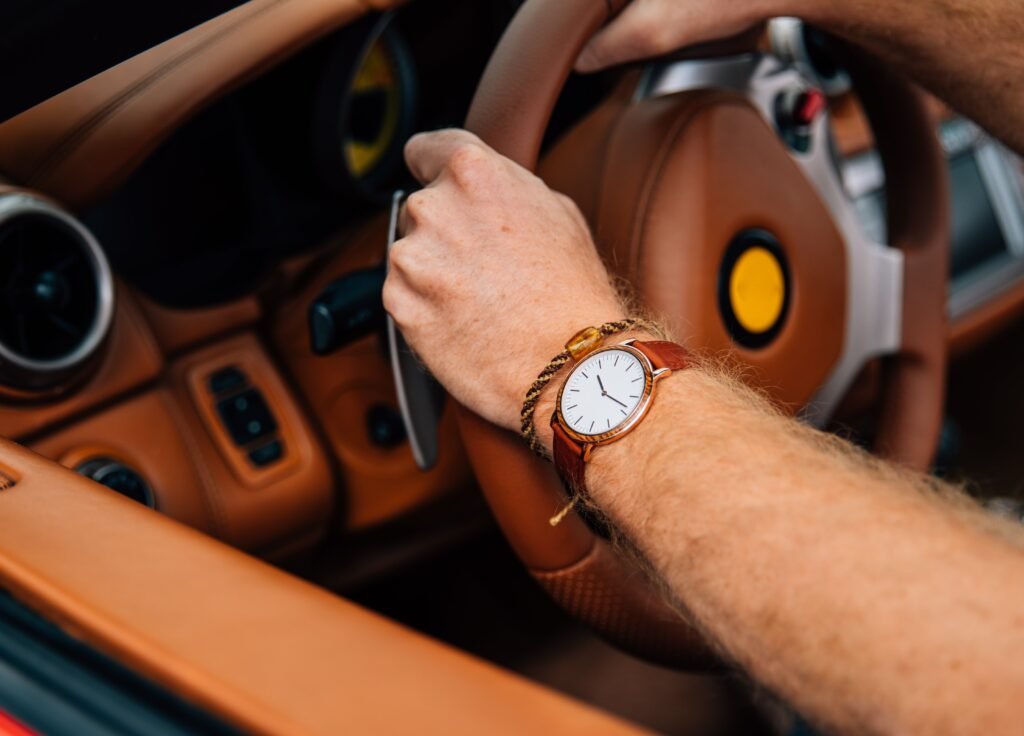 wrist watch on driving arm wrist watch on driving arm
