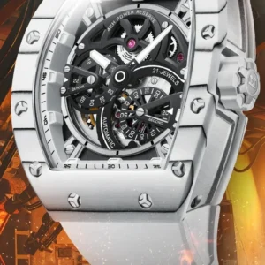 bonest gatti men's mechanical watch barrel shaped carbon fiber case rubber strap high end skeleton automatic watch