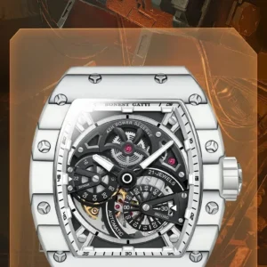 bonest gatti men's mechanical watch barrel shaped carbon fiber case rubber strap high end skeleton automatic watch