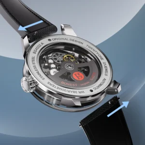 bonest gatti men's automatic mechanical watch sapphire glass 316 stainless steel skeleton mechanical wristwatch german brand