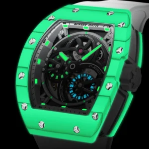 bonest gatti men's mechanical watch barrel shaped carbon fiber case rubber strap high end skeleton automatic watch