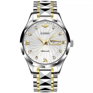 Silver and gold automatic watch