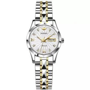 Silver and gold automatic watch
