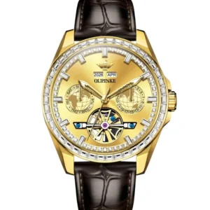 Gold watch with diamonds.