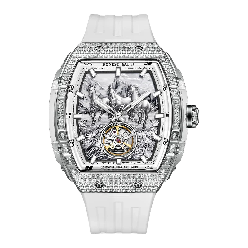 bonest gatti bg5006 automatic skeleton men’s watch Diamond watch with horses.