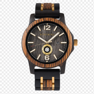 Wooden wrist watch with gold accents
