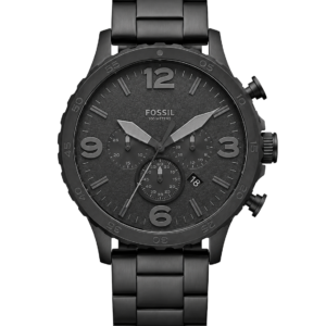 Black metal chronograph watch