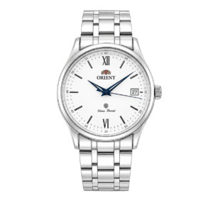 White dial metal band watch
