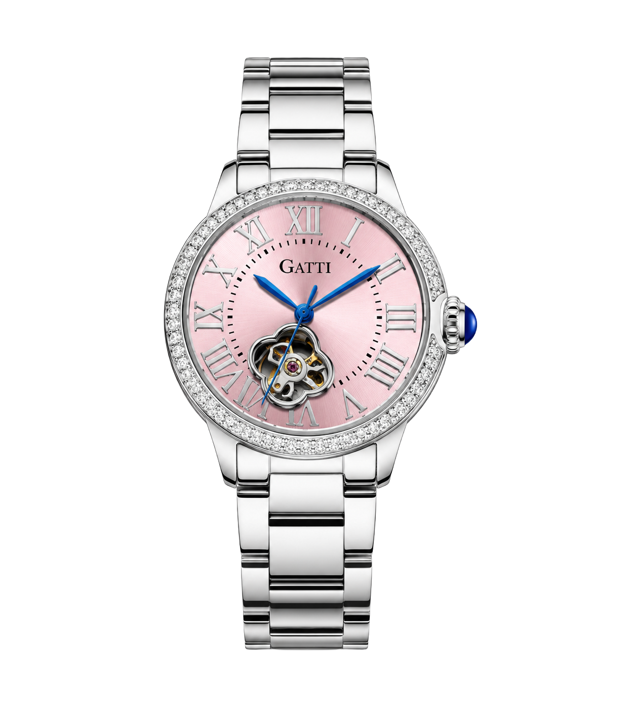 bonest gatti bg3006 women’s automatic stainless steel watch Pink diamond encrusted watch