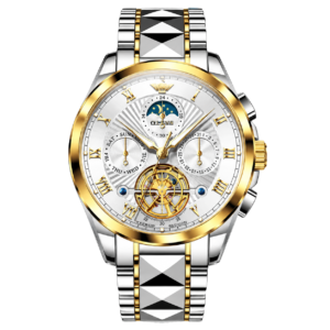 Gold and silver mechanical watch