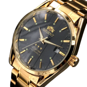 Gold and black orient watch