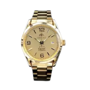 Gold metal wristwatch