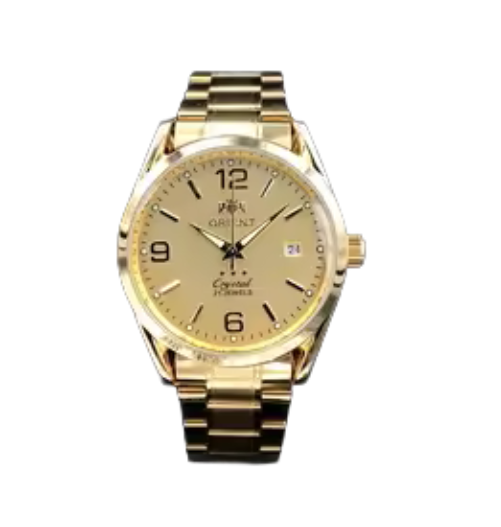 orient double lion classic automatic men’s watch gold Gold metal wristwatch