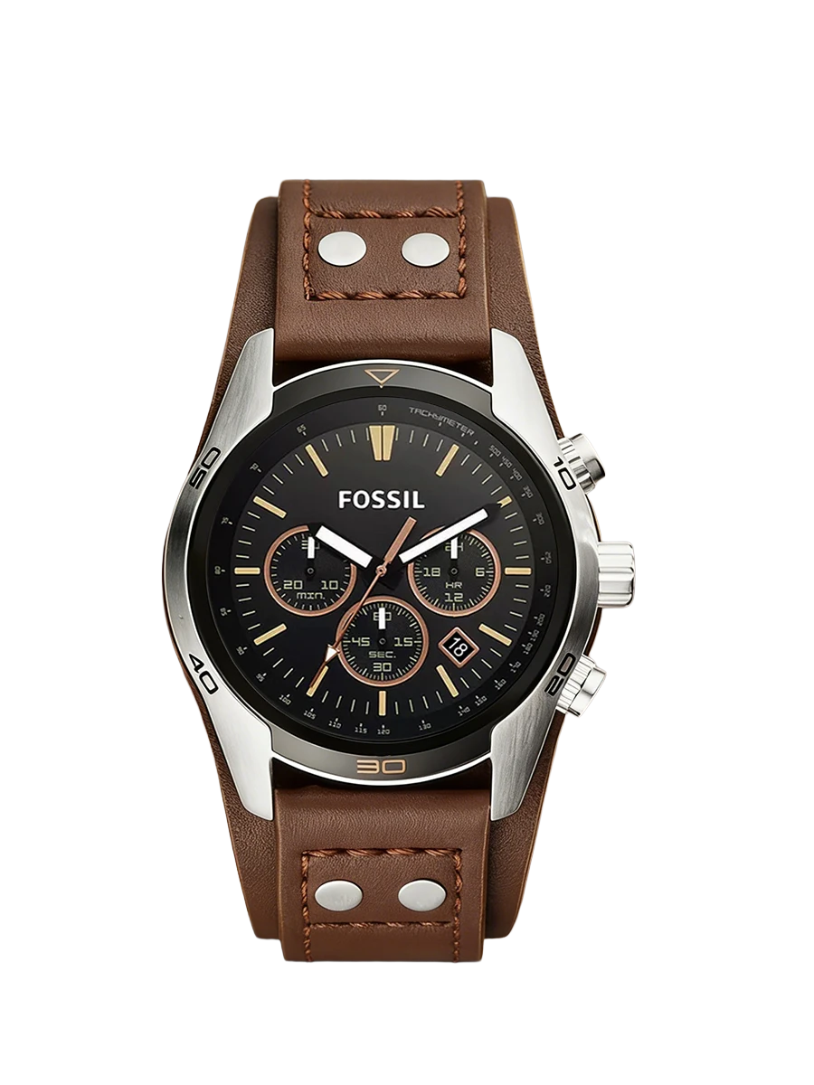 fossil coachman ch2891 mens watch chronograph black dial genuine brown leather strap sport quartz wristwatches top luxury Brown leather men's watch