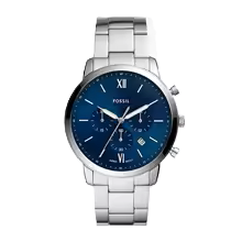 Blue faced silver watch