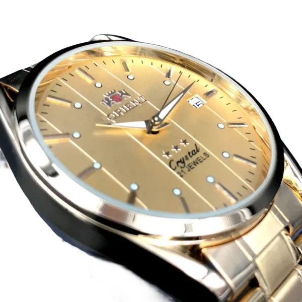 orient double lion classic automatic men’s watch gold face Gold analog wristwatch face