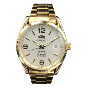 Gold orient watch with white dial