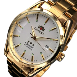 Gold metal watch face