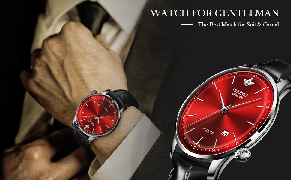 OUPINKE 3269 Automatic Leather Strap Men’s Watch