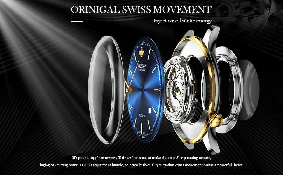 OUPINKE 3269 Automatic Leather Strap Men’s Watch