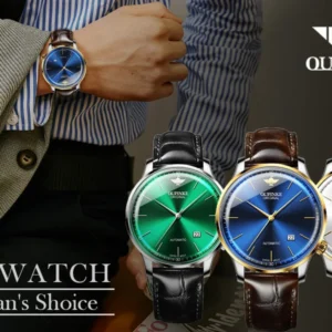 Men's dress watches with leather bands.