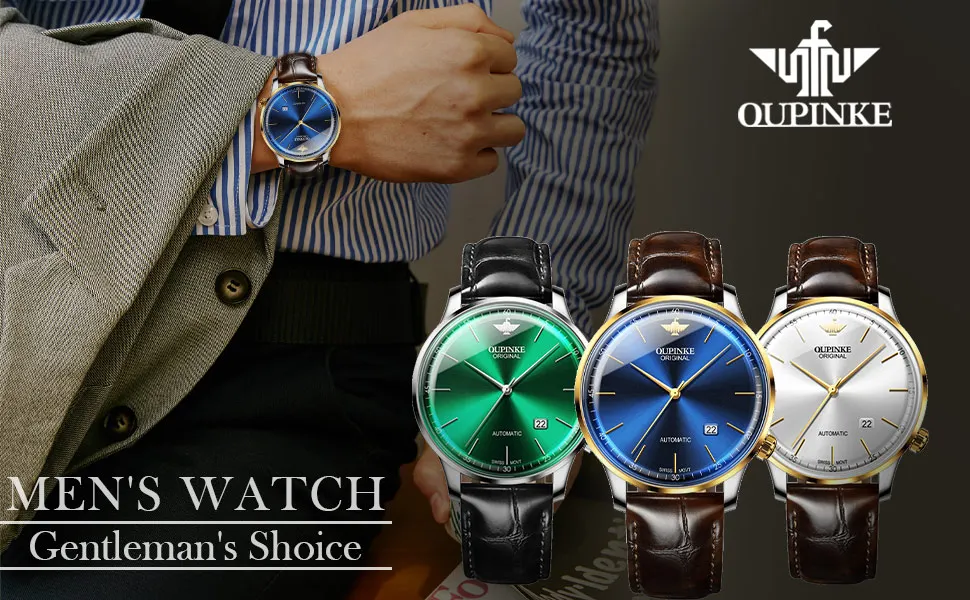 OUPINKE 3269 Automatic Leather Strap Men’s Watch