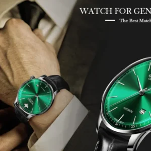 Green dial dress watch