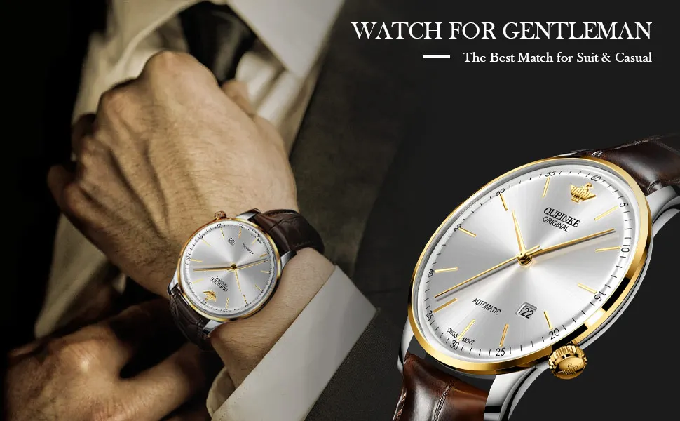 OUPINKE 3269 Automatic Leather Strap Men’s Watch