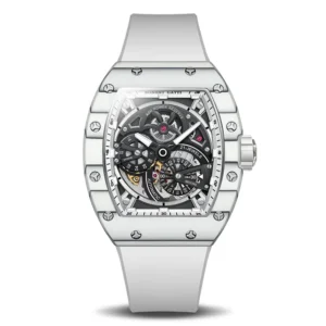 White automatic skeleton watch