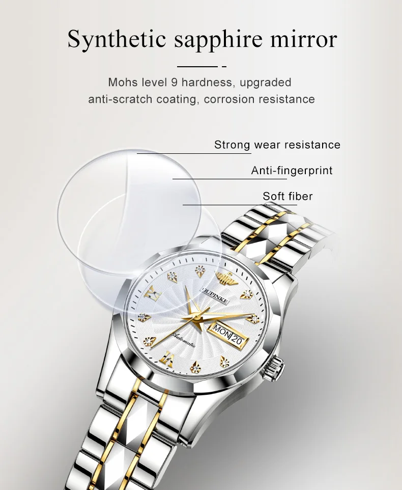 OUPINKE 3169 Women’s Mechanical Tungsten Steel Watch