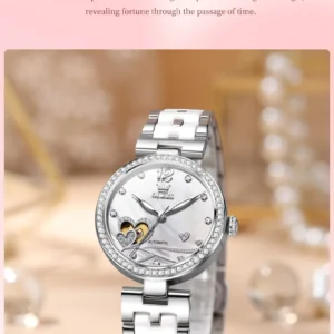Silver heart dial watch