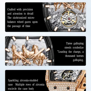 Detailed watch with horses