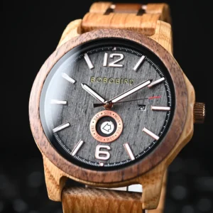Wooden analog watch face