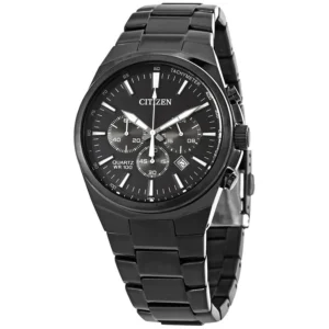 Black stainless steel chronometer watch