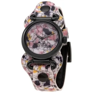 Marble pattern watch with pink band