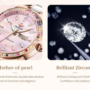 Mother-of-pearl watch, dazzling zirconia