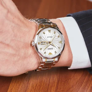 Men's silver and gold watch