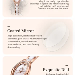 Elegant ceramic rose gold watch.