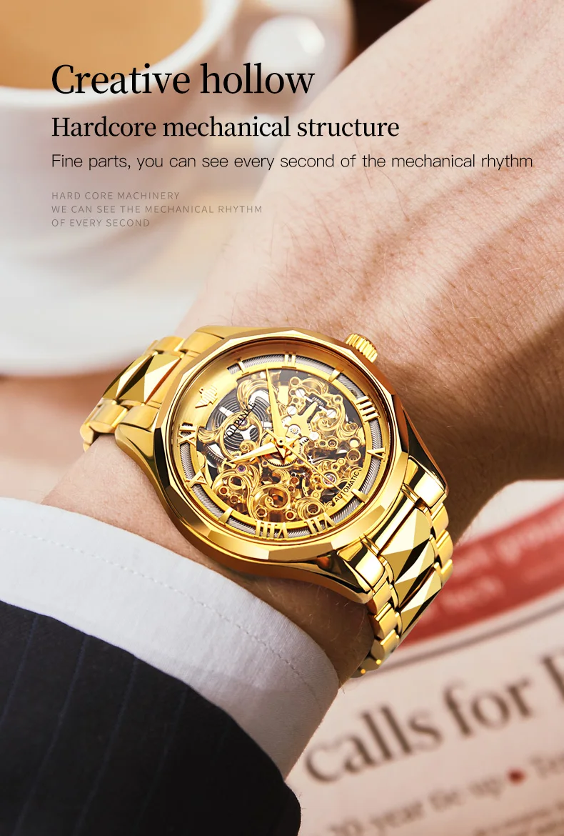 OUPINKE 3168 Skeleton Automatic Men’s Watch