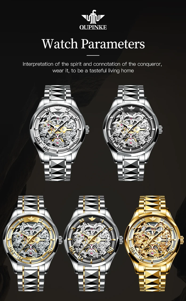 OUPINKE 3168 Skeleton Automatic Men’s Watch