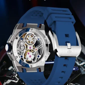 Blue silicone mechanical watch