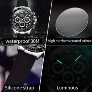 Watch features: waterproof, luminous