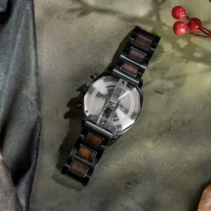 Wooden and metal wristwatch