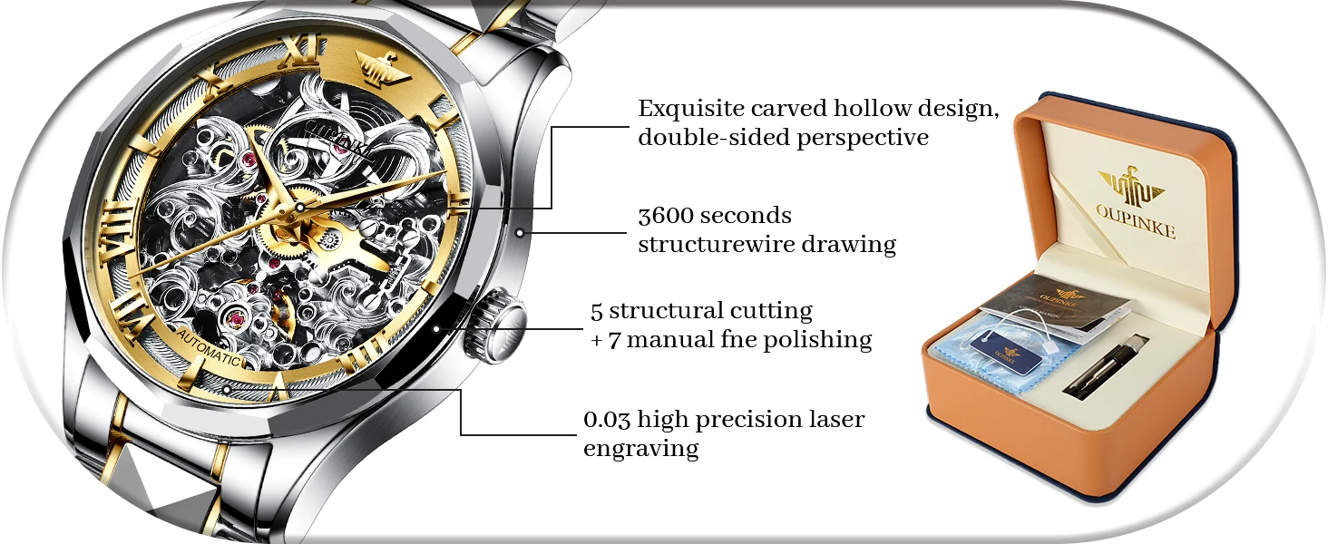 OUPINKE 3168 Skeleton Automatic Men’s Watch