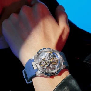 Skeleton watch on wrist
