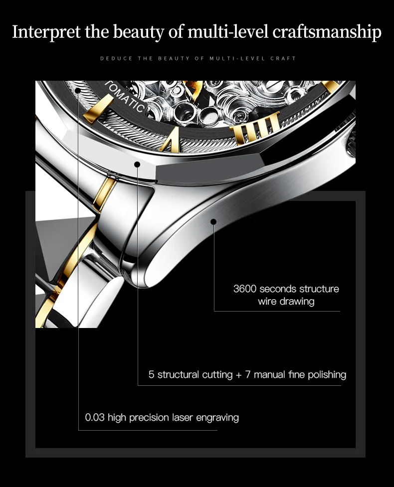 OUPINKE 3168 Skeleton Automatic Men’s Watch